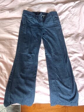 Talbots Women’s Petites Wide-Leg Jeans Blue Denim 100% Cotton Solid, Washable